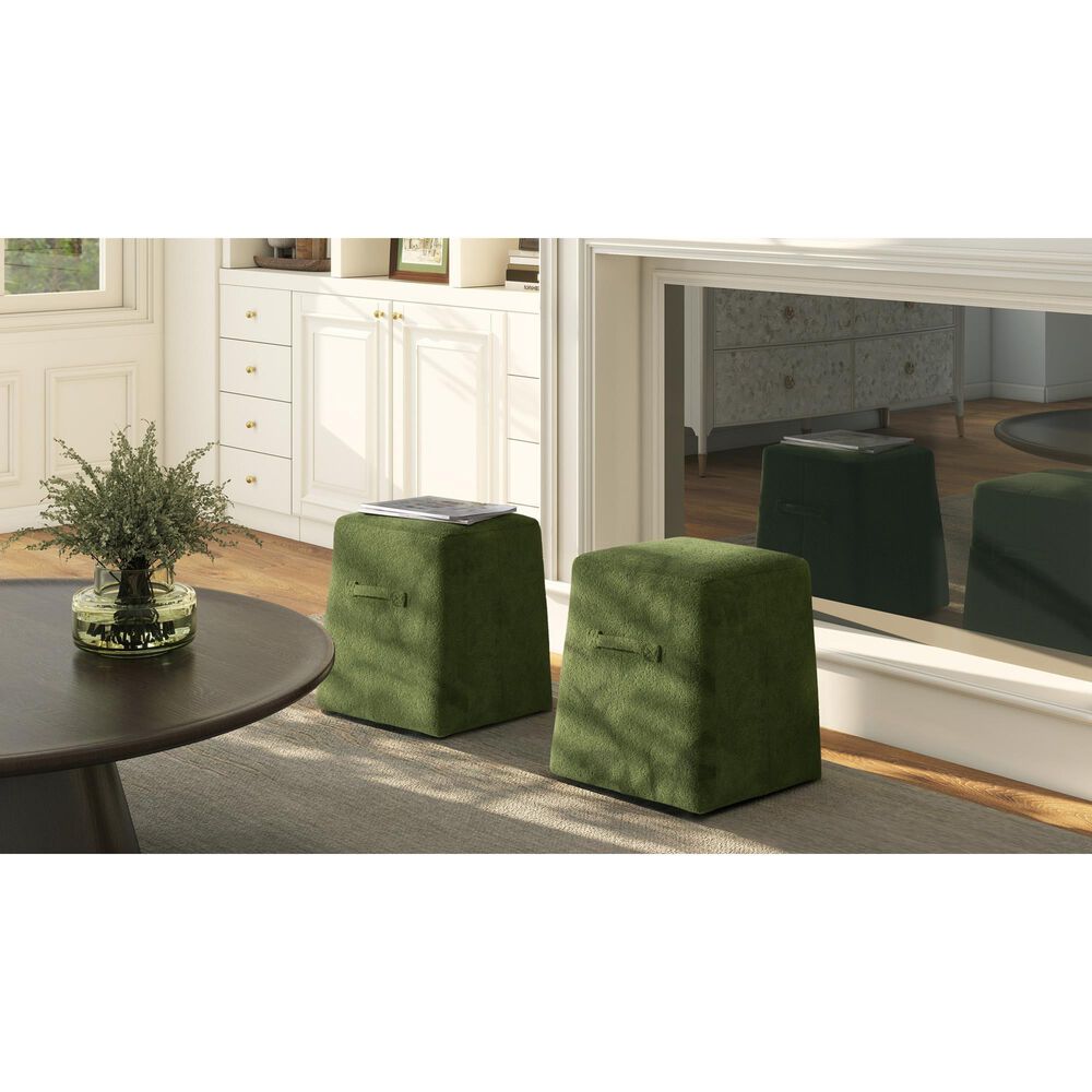 Jennifer Taylor Home Oliver Pouf in Moss Green, , large