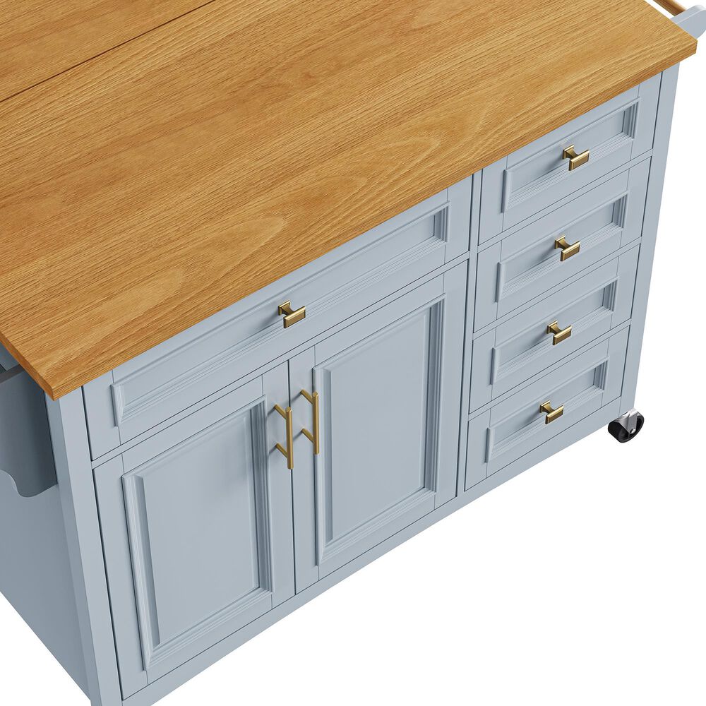 HOMLUX 52'' Kitchen Island with Drop Leaf in Blue Grey, , large