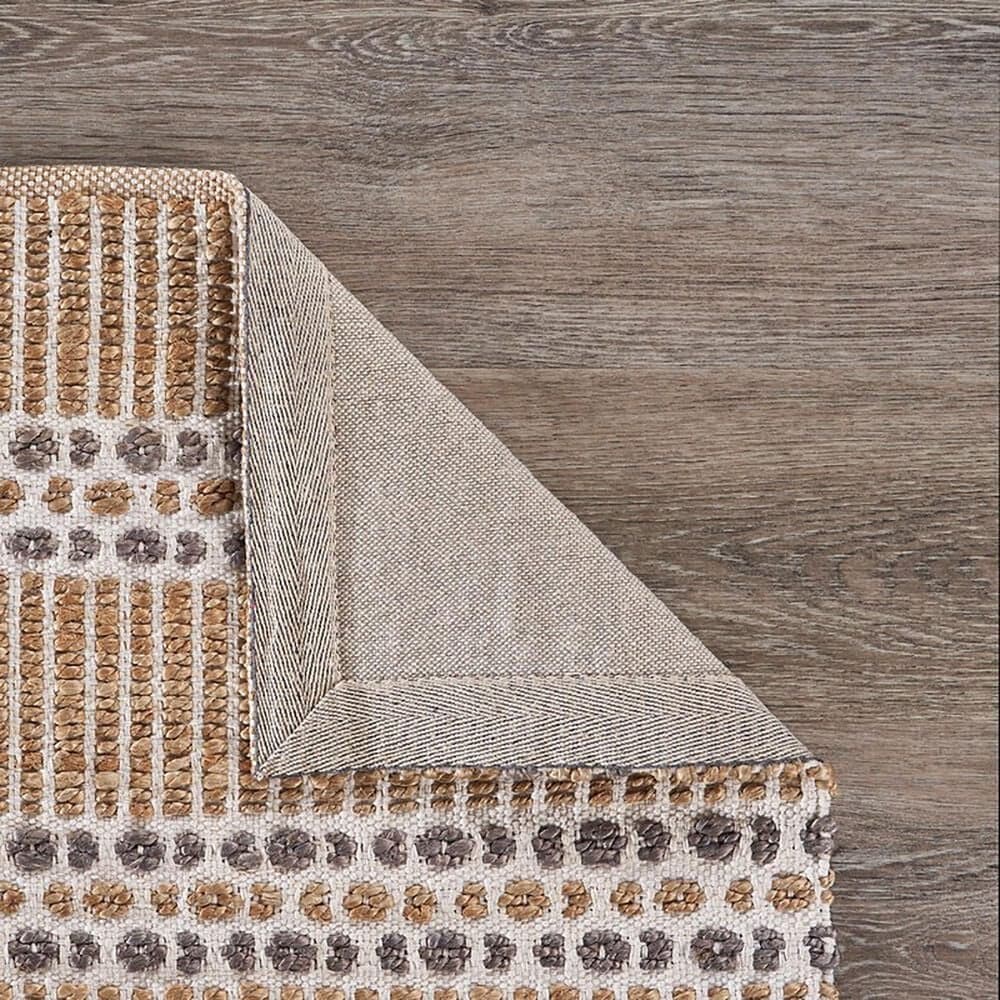 L&amp;R Resources Natural Fiber Striped 7&#39;9&quot; x 9&#39;9&quot; Ivory Gray Area Rug, , large