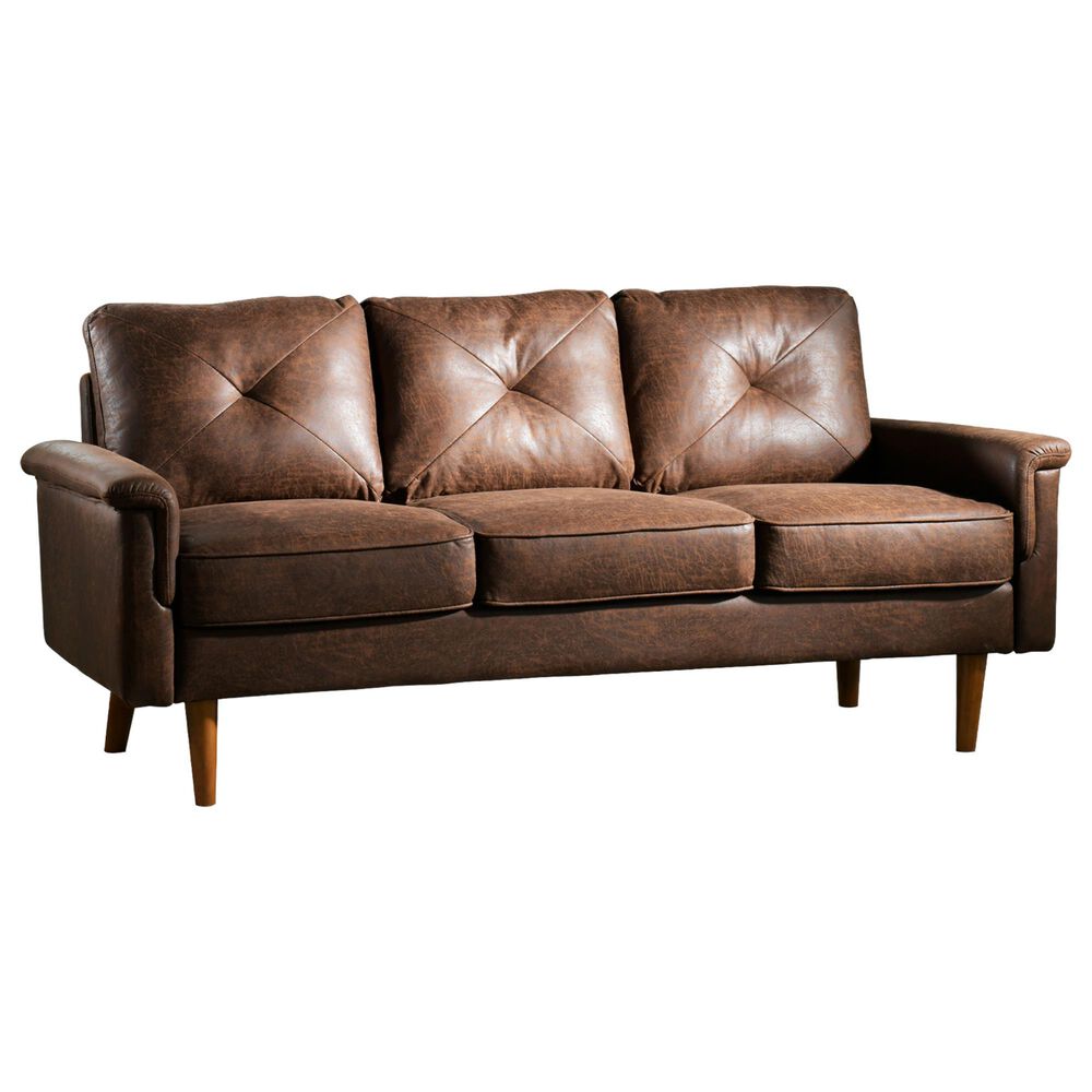 HOMLUX 72" Stationary Sofa in Dark Brown, , large