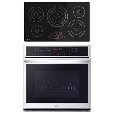 LG 2-Piece Kitchen Package with 4.7 Cu. Ft. Wall Oven and 36" Electric Cooktop in Print Proof Stainless Steel and Black, , large