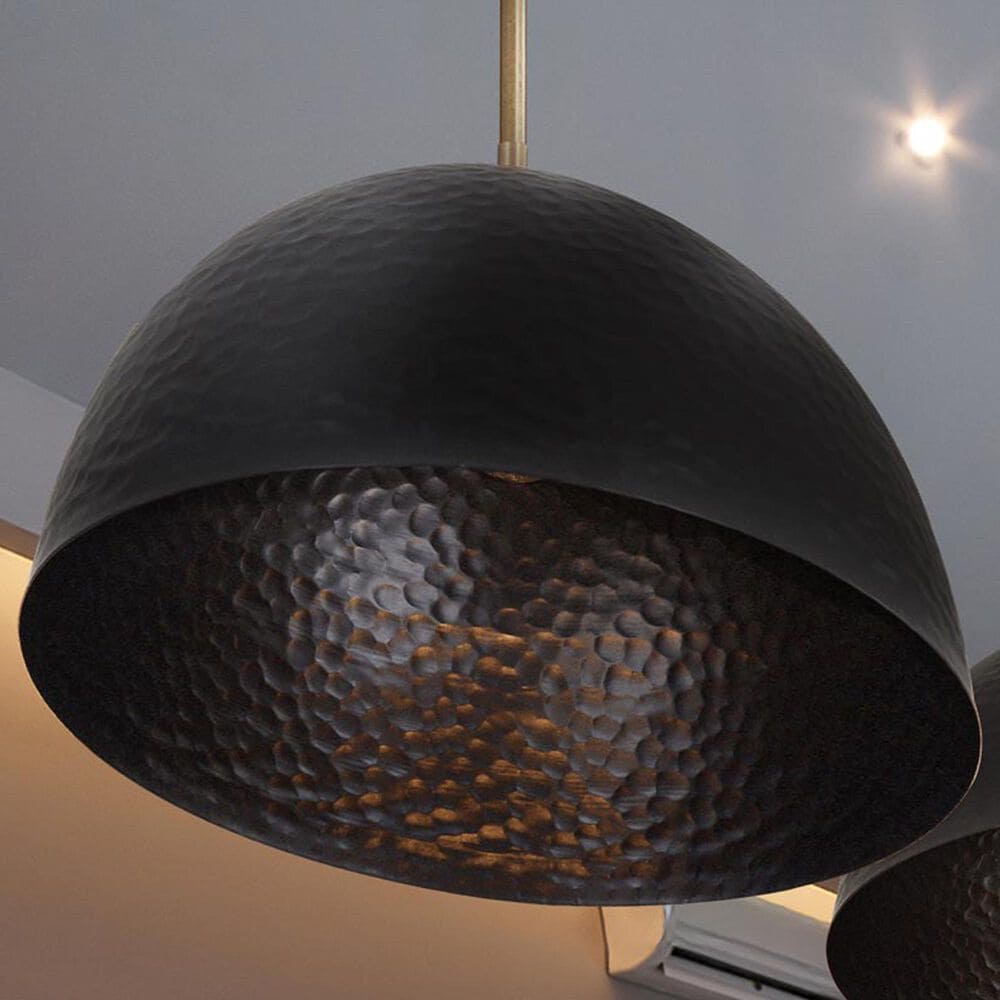 Golden Lighting Shepard 1-Light Pendant with Matte Black Shade in Modern Brass, , large