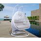 Leisuremod 57" Patio 2-Seat Hanging Egg Swing Chair with Taupe Cushion in White, , large