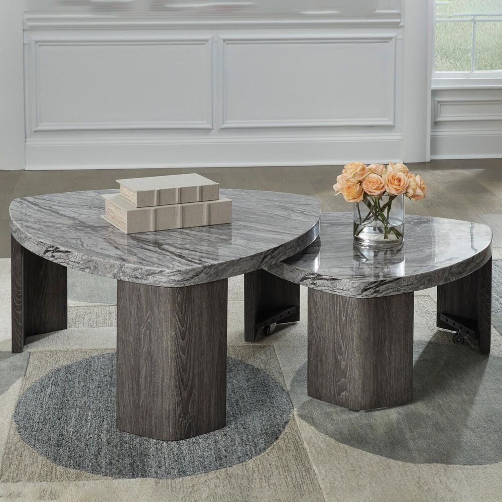 Ashley Surmour Stacked Cocktail Table in Gray and Brown, , large