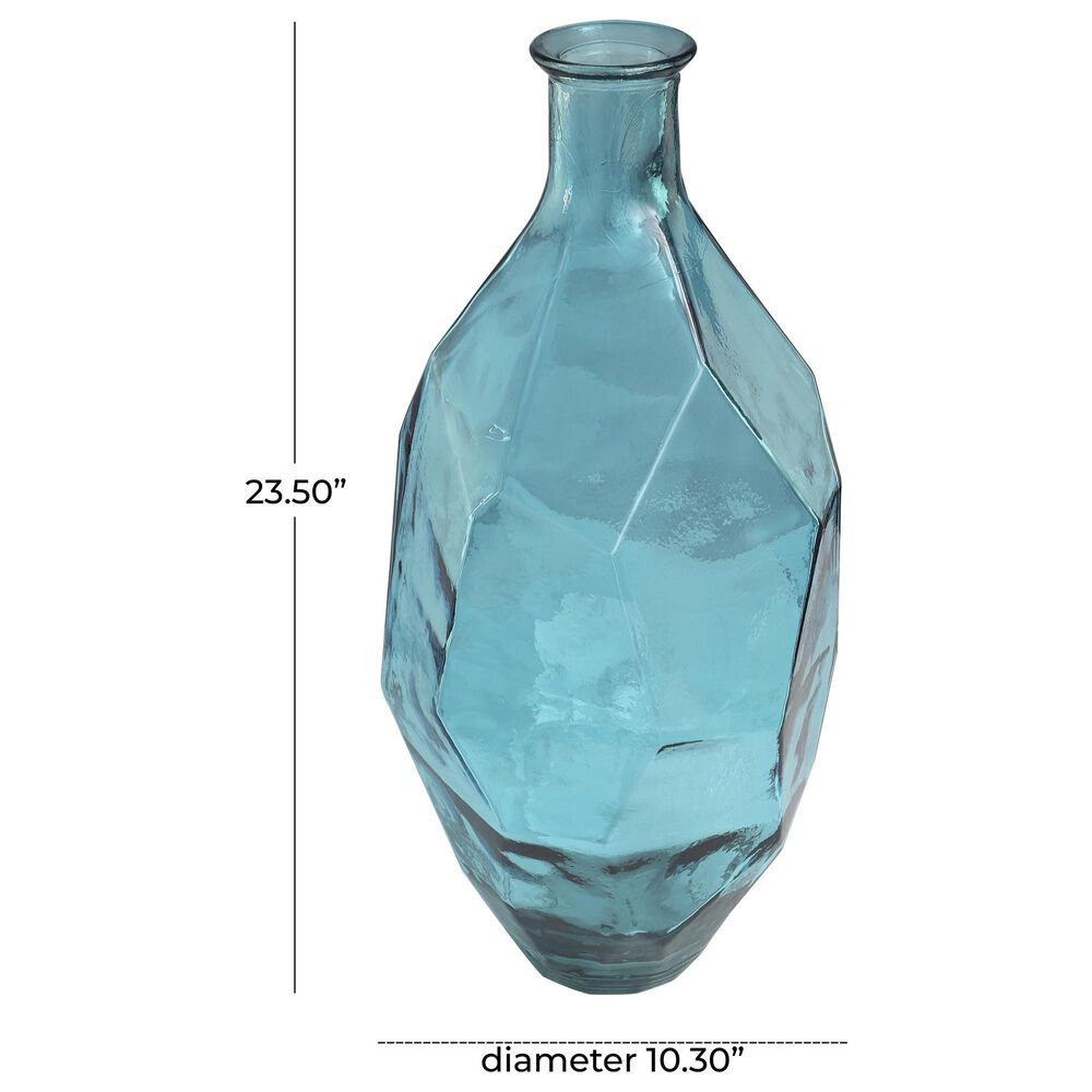 Maple and Jade Tall Spanish Bottle Neck Faceted Decorative Vase in Tinted Teal, , large