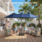HOMLUX 2-Piece 14.5 ft Patio Umbrella with All-weather Rattan Rectangular Coffee Table Outdoor Set in Dark Blue, , large