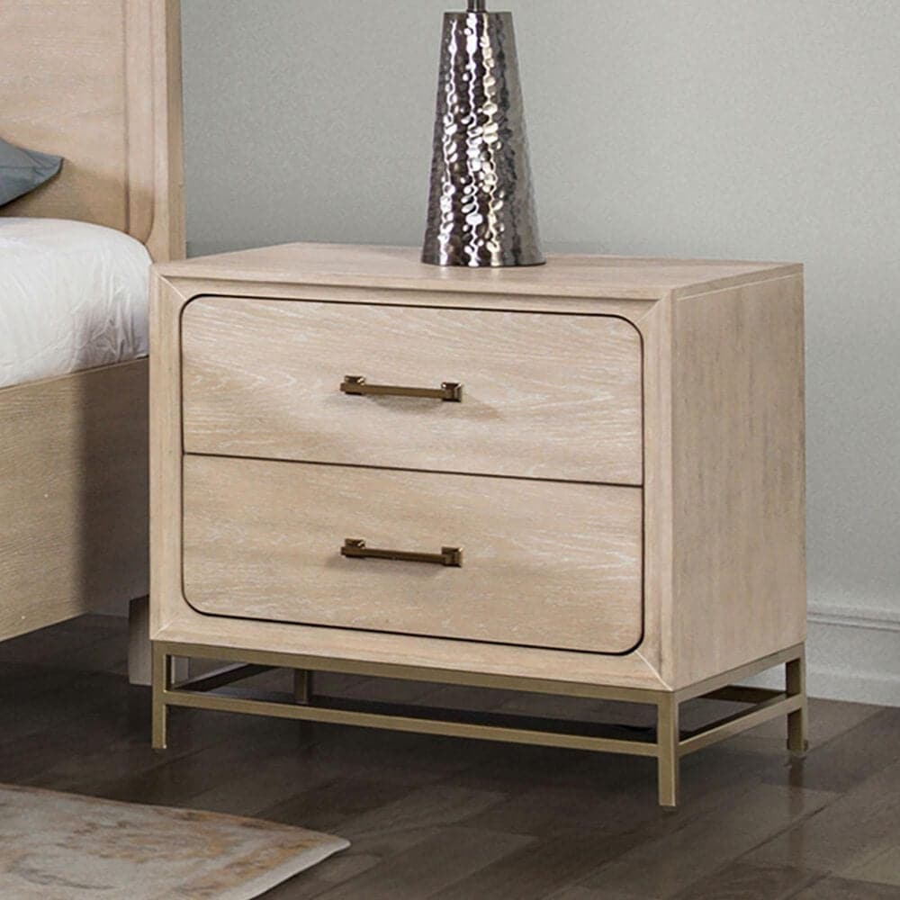 Furniture of America Sandnes 2-Drawer Nightstand in Light Oak and Gold, , large