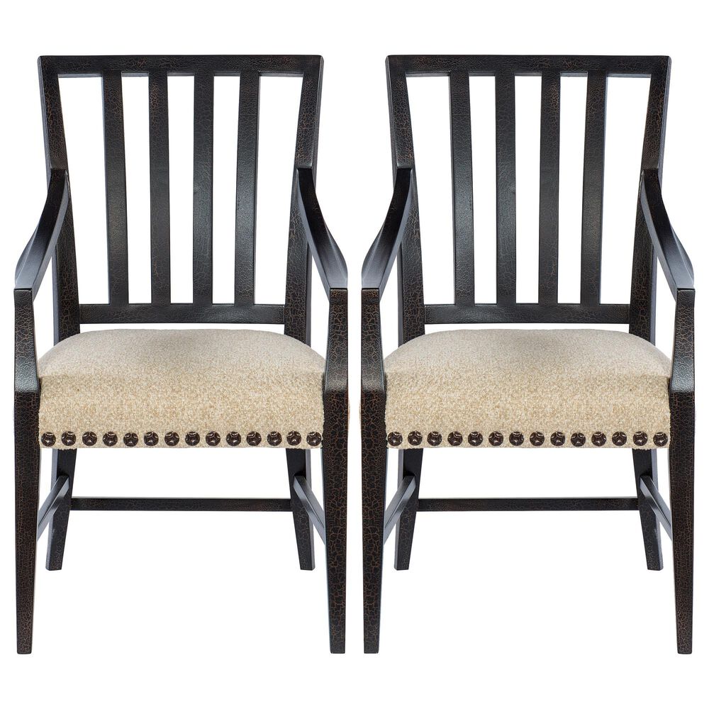 Hooker Furniture Big Sky Arm Chair with Beige Cushion in Vintage Natural &#40;Set of 2&#41;, , large