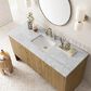 James Martin Vanities Hudson 60" Single Bathroom Vanity in Light Natural Oak with 3 cm Carrara White Marble Top and Rectangular Sink, , large