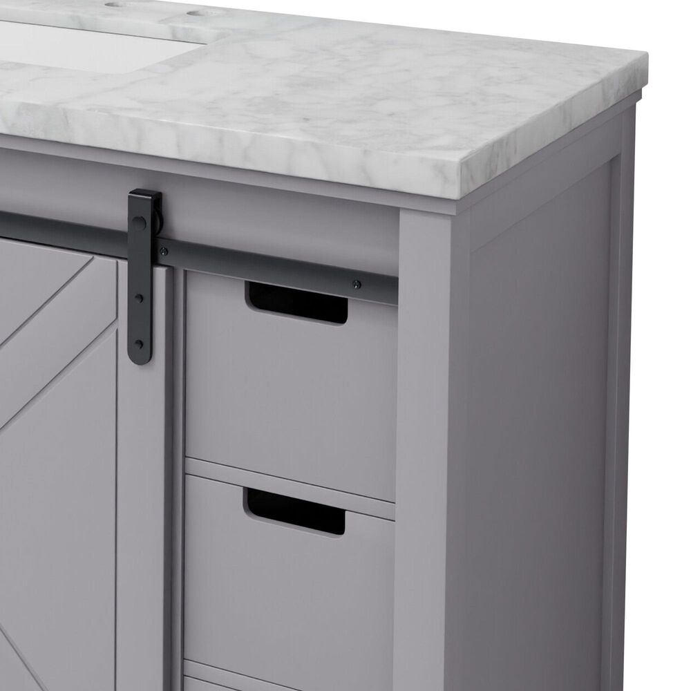 Lexora Home Marsyas 48" Single Bathroom Vanity in Dark Grey with White Carrara Marble Top and Rectangular Sink, , large