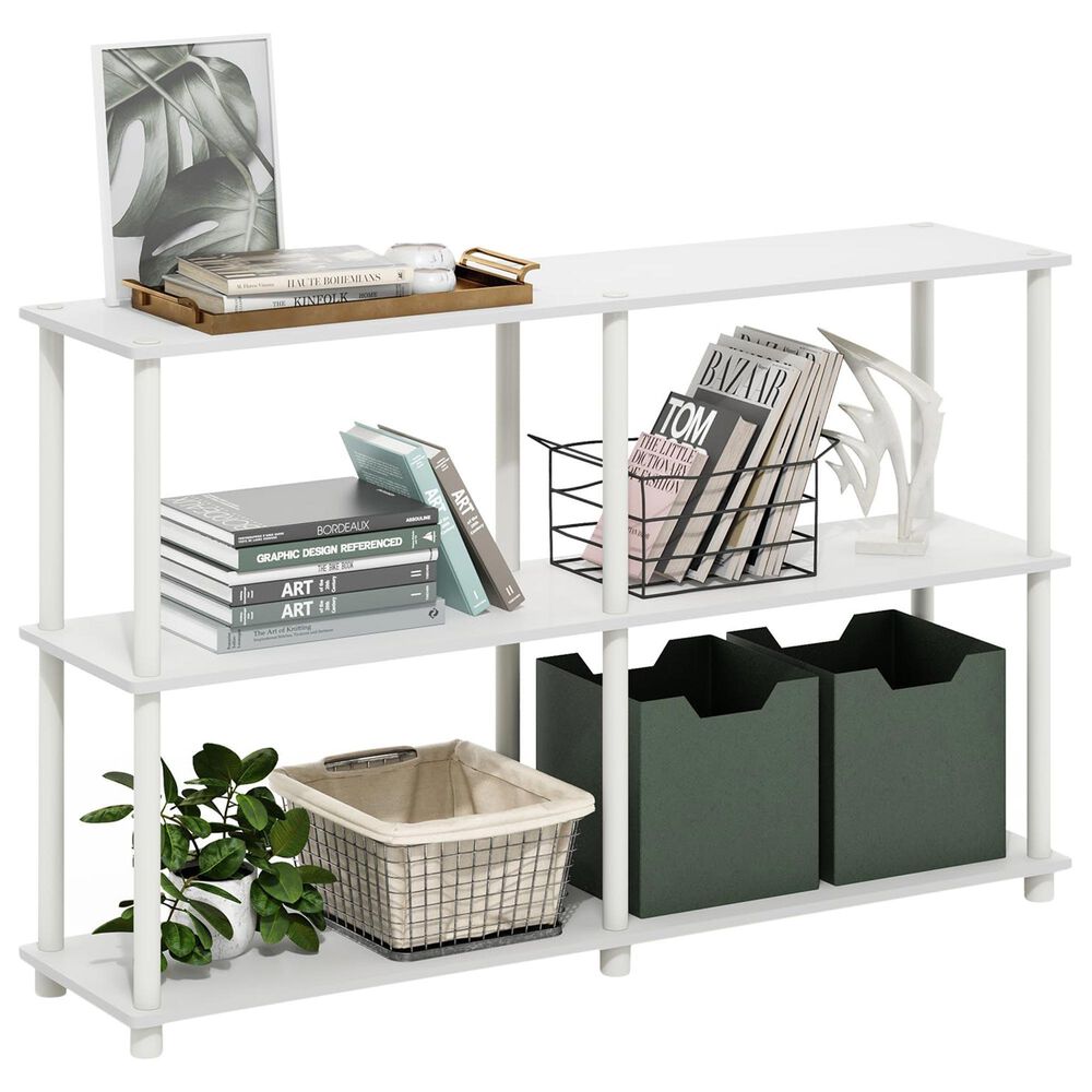 HOMLUX Turn-N-Tube 3-Tier Double Size Storage Display Rack in White, , large