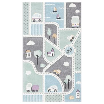 Safavieh Carousel 4" x 6" Grey and Light Blue Kids  Area Rug, , large