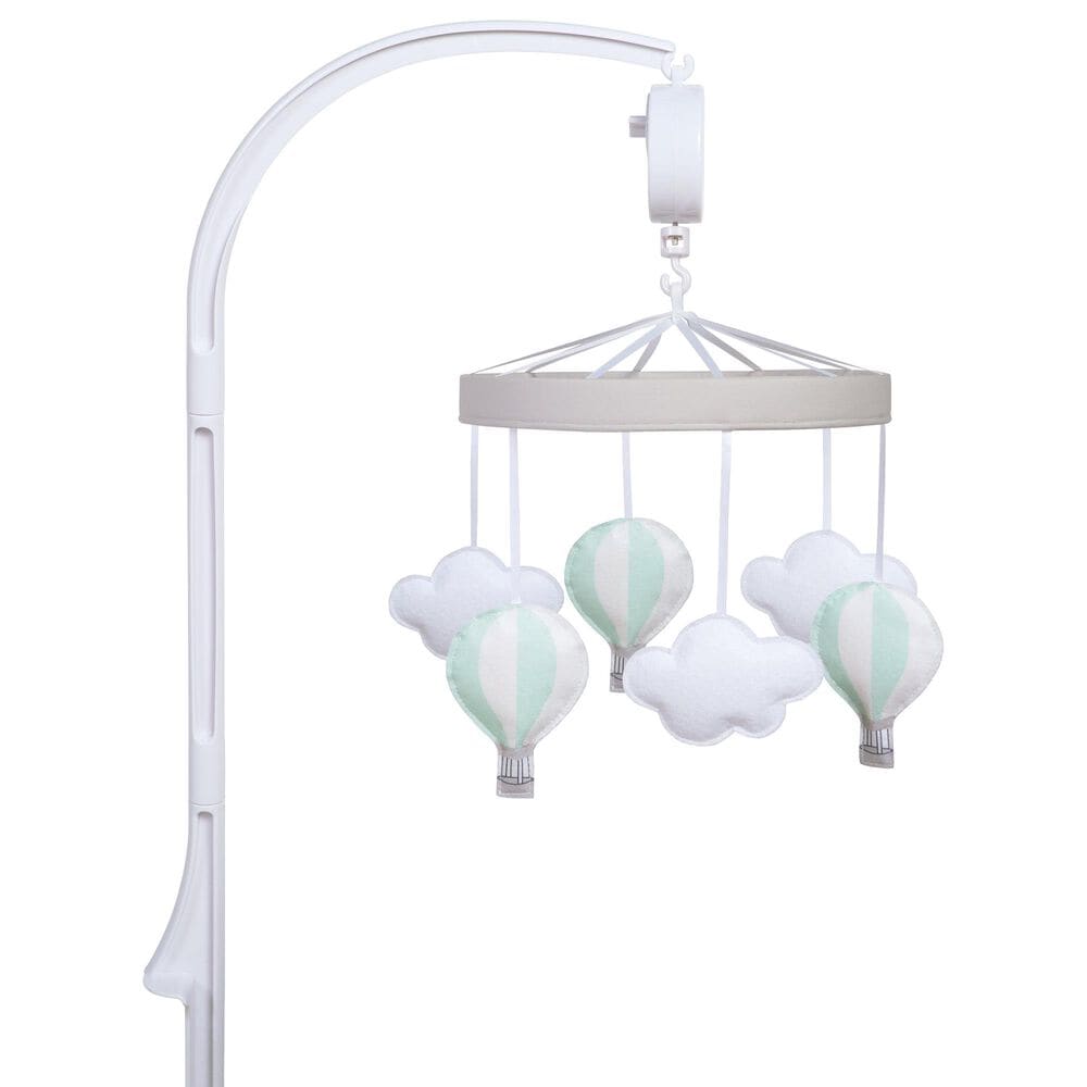 Trend Labs Sammy and Lou Hot Air Balloon Musical Crib Mobile in White, Gray and Aqua, , large