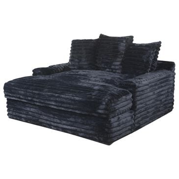 Maple + Main Oversized Chaise Lounge with USB Charging Ports and 2-Cupholder in Onyx Black, , large