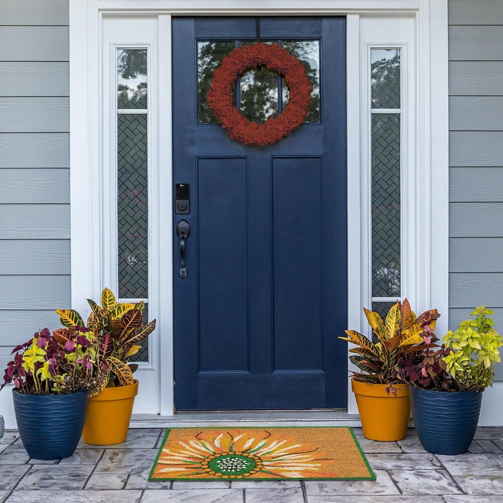 Trans-Ocean Import Natura Sunflower 2&#39; x 3&#39; Yellow, Orange, Green and White Door Mat, , large