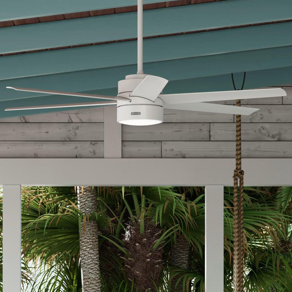 Hunter Solaria 72&quot; Outdoor Ceiling Fan with LED Light in Fresh White, , large