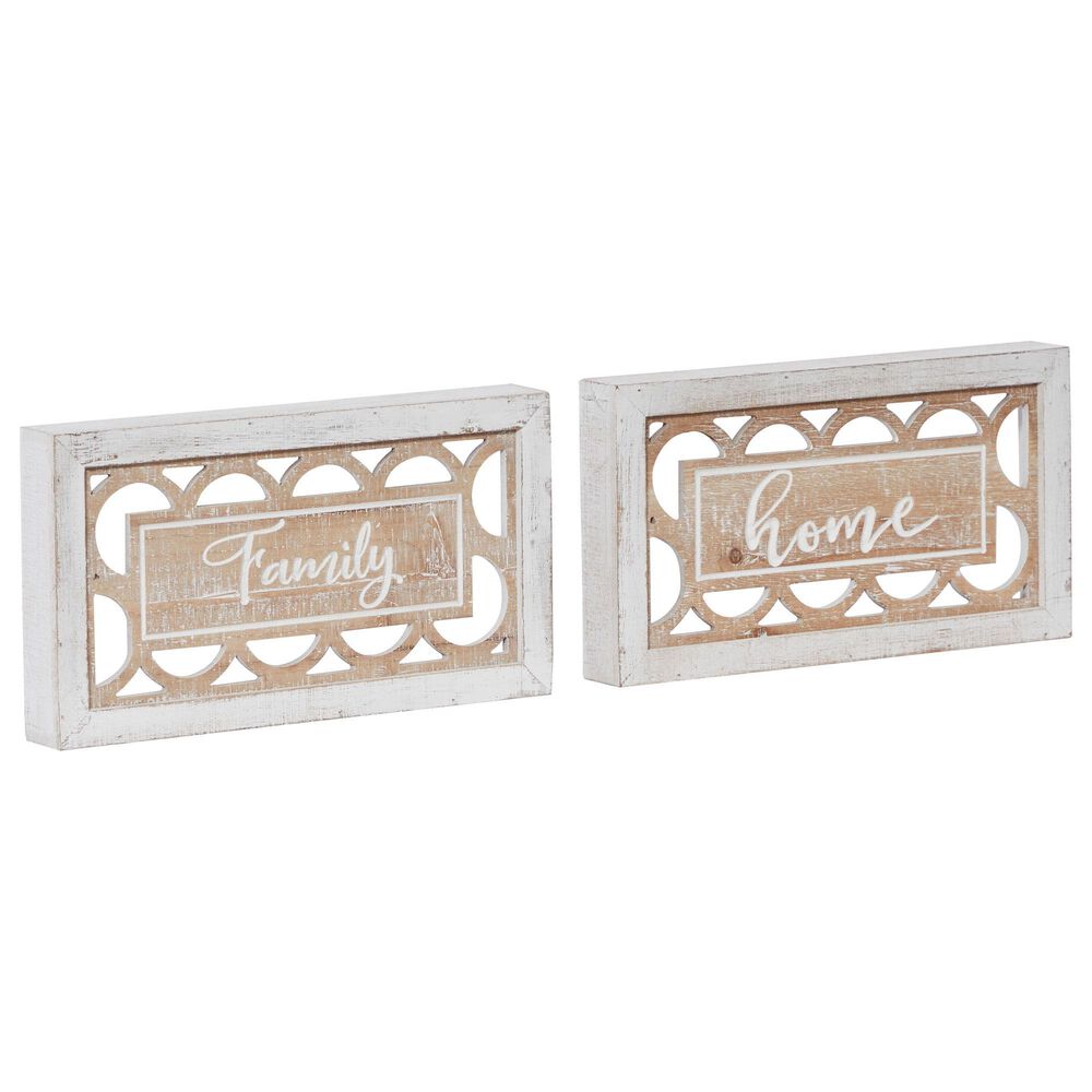 Maple and Jade Family Farmhouse Sign Wall Decor in Beige and White (Set of 2), , large