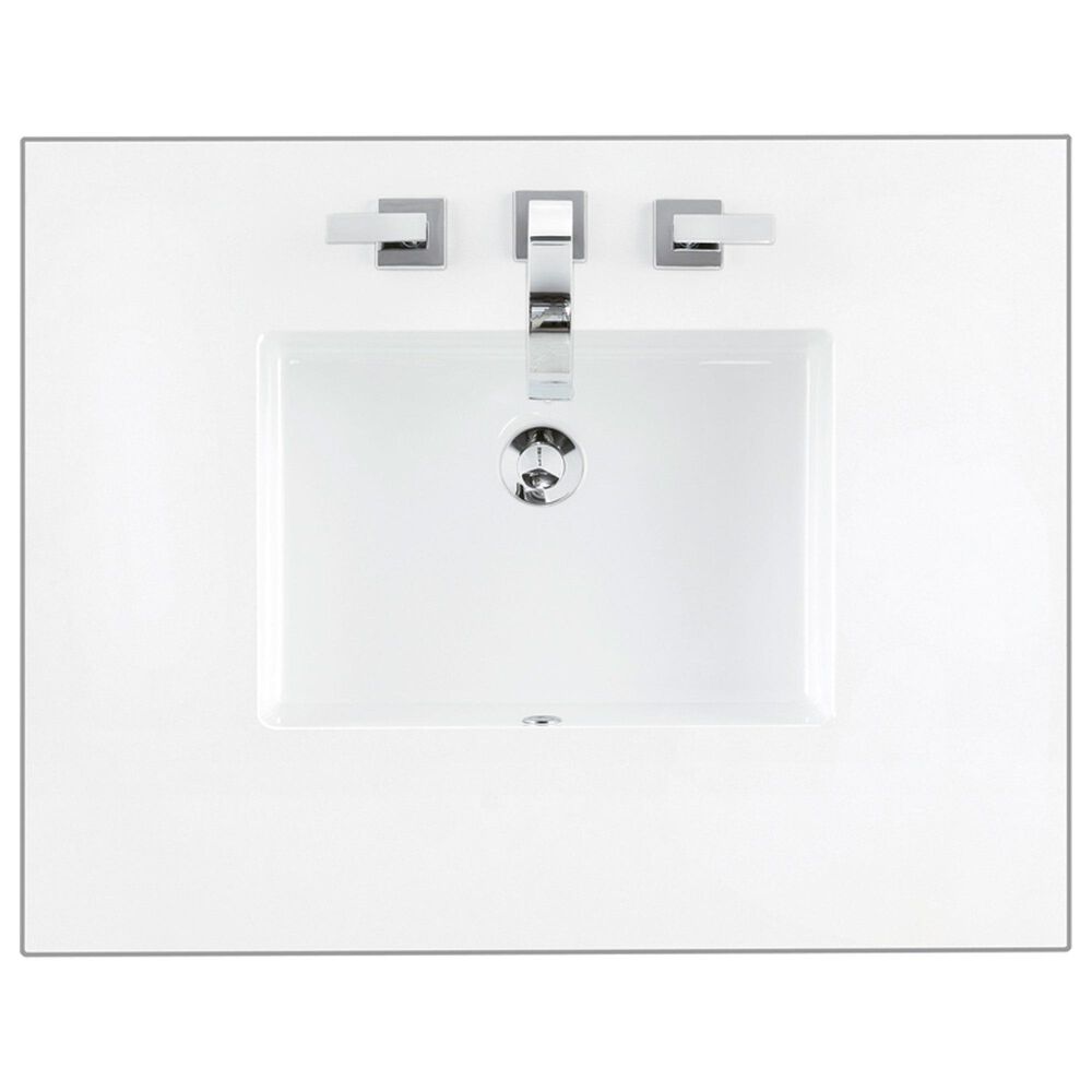 James Martin Vanities Addison 30" Single Vanity Cabinet in Glossy White with 3 cm White Zeus Quartz Top and Rectangular Sink, , large