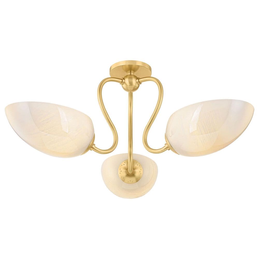 Mitzi Lighting Reva 3-Light Semi-Flush in Aged Brass, , large