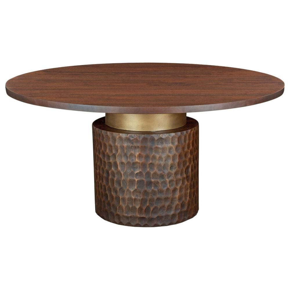 Home Trends & Design Santa Cruz 60" Round Dining Table in Brown and Antique Bronze - Table Only, , large