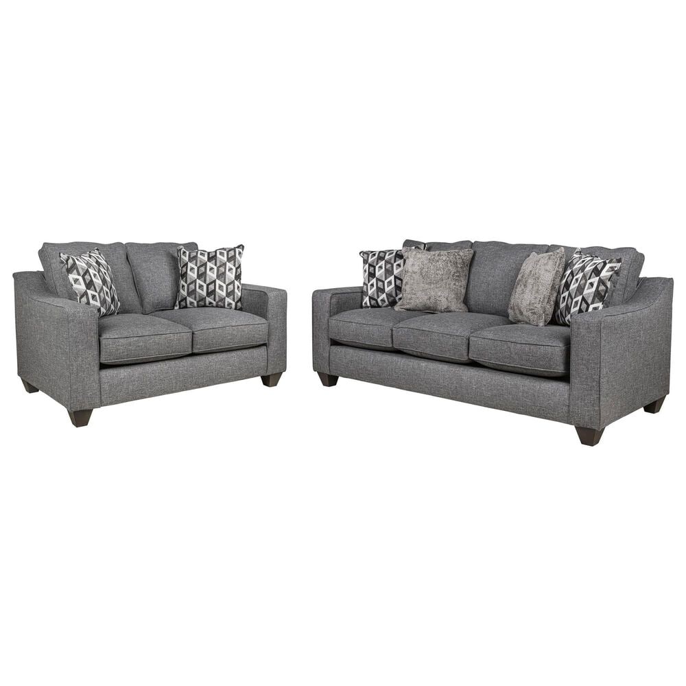 J Cooper USA Galaxy Stationary Sofa and Loveseat Set in Cinder, , large