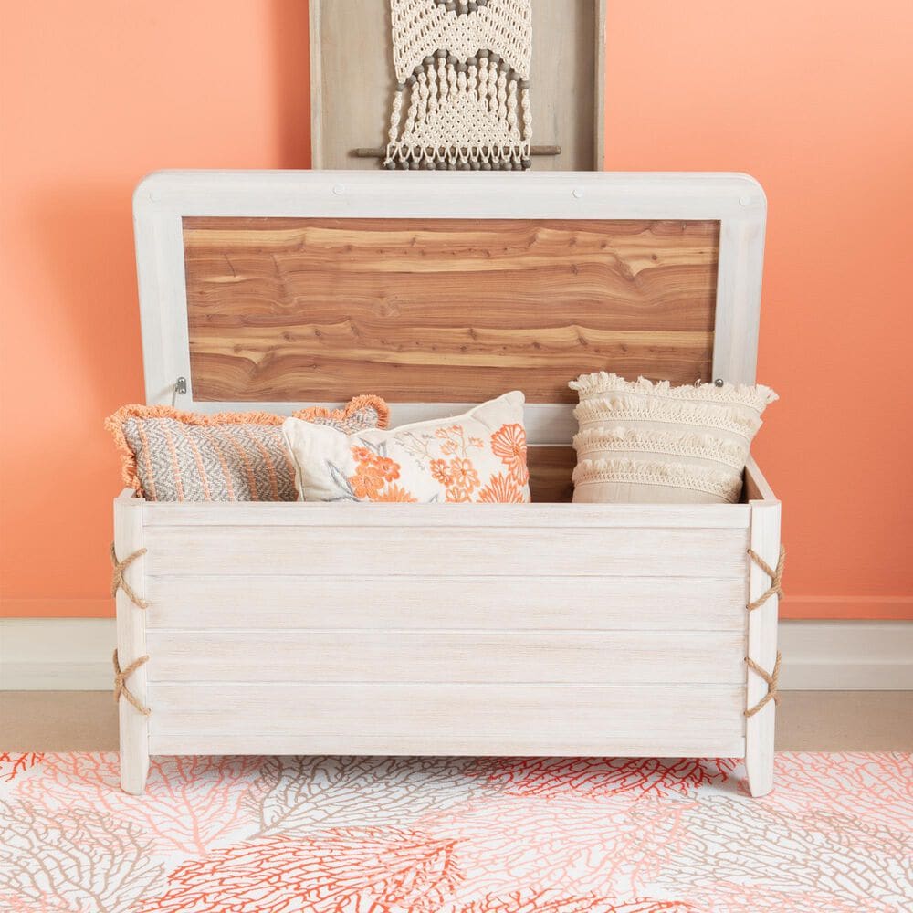 Linon Home Decor Brosnan Rope Cedar Chest in Whitewash, , large
