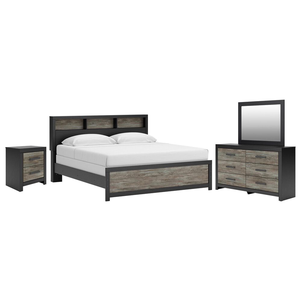 Ashley Broachmyn 4 Piece King Bookcase Bed Set in Black and Gray, , large