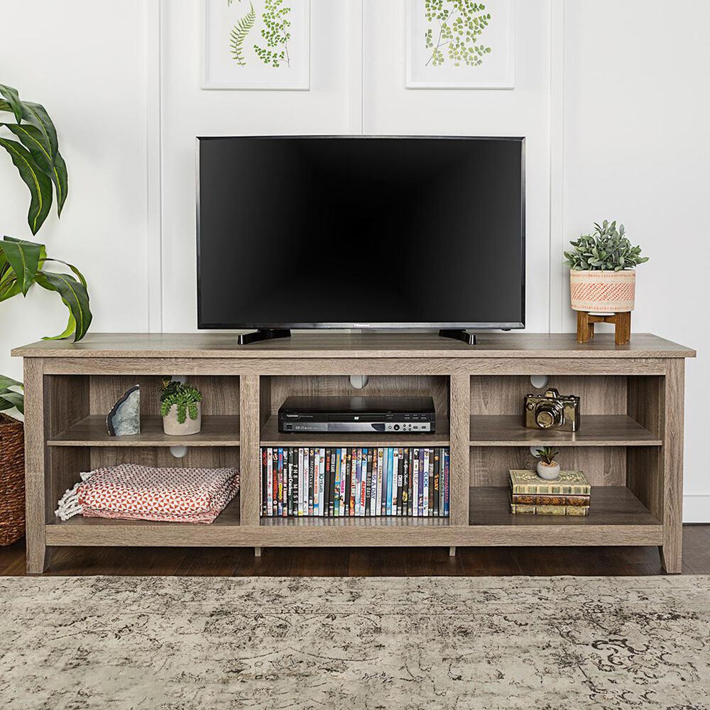 Walker Edison Essential 70" TV Stand in Driftwood, , large