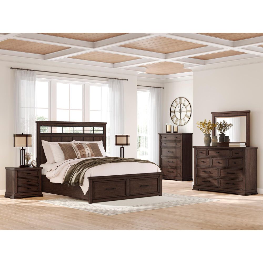 Ashley Taffenbrook 3-Piece King Storage Bedroom Set in Medium Brown and Black, , large