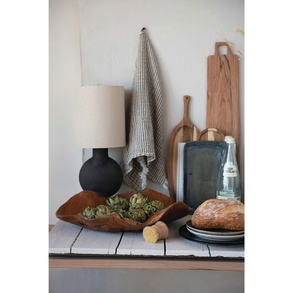 Creative Coop Amara Sculptural Terracotta Table Lamp in Matte Black, , large