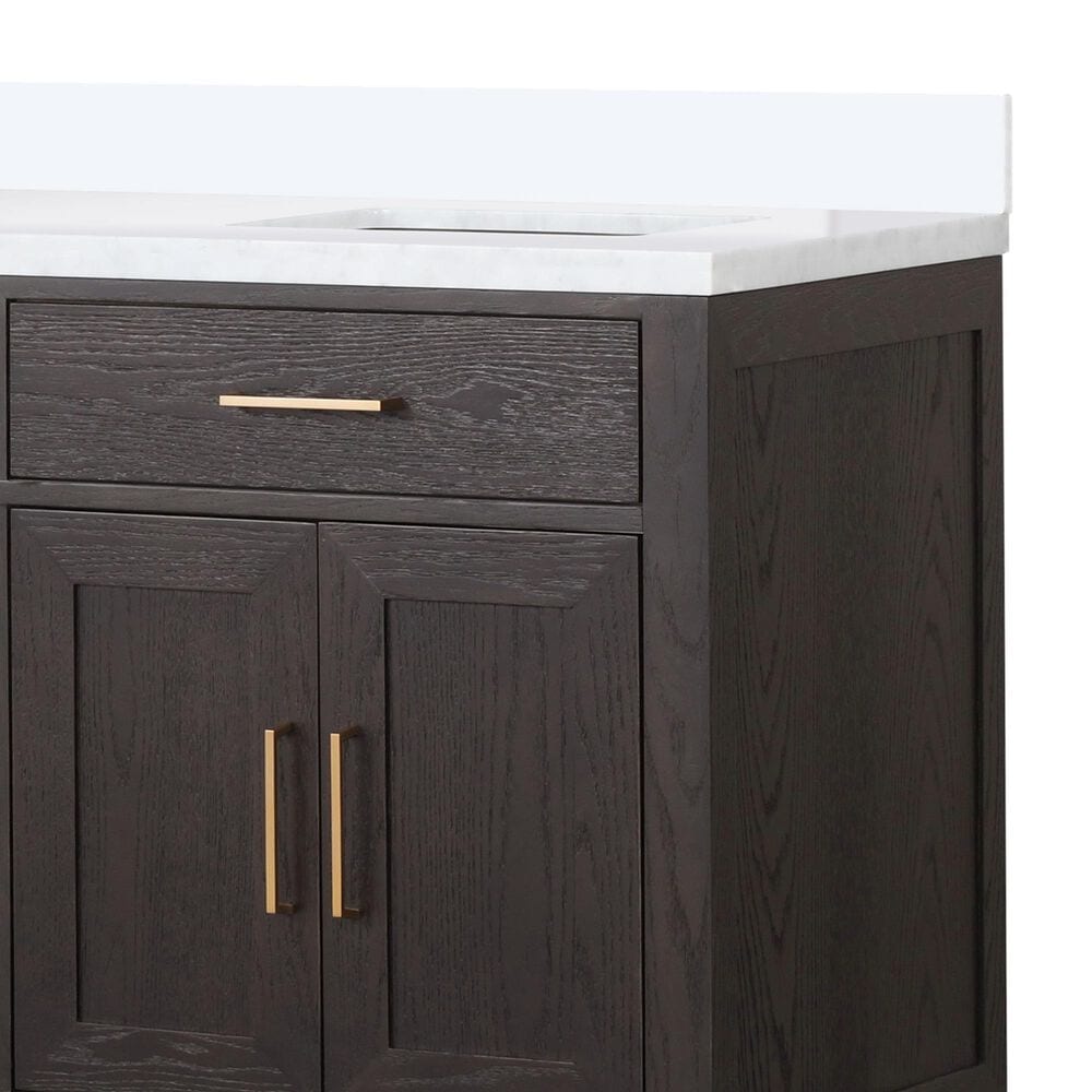 Lexora Home Abbey 72&quot; Double Bathroom Vanity in Brown Oak with 2 cm White Quartz Top and Rectangular Sinks, , large