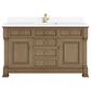 James Martin Vanities Brookfield 60" Single Bathroom Vanity in Pecan with Single Hole 3 cm White Zeus Quartz Top and Rectangular Sink, , large