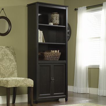 Sauder Edge Water 3-Shelf Library with Doors in Estate Black, , large