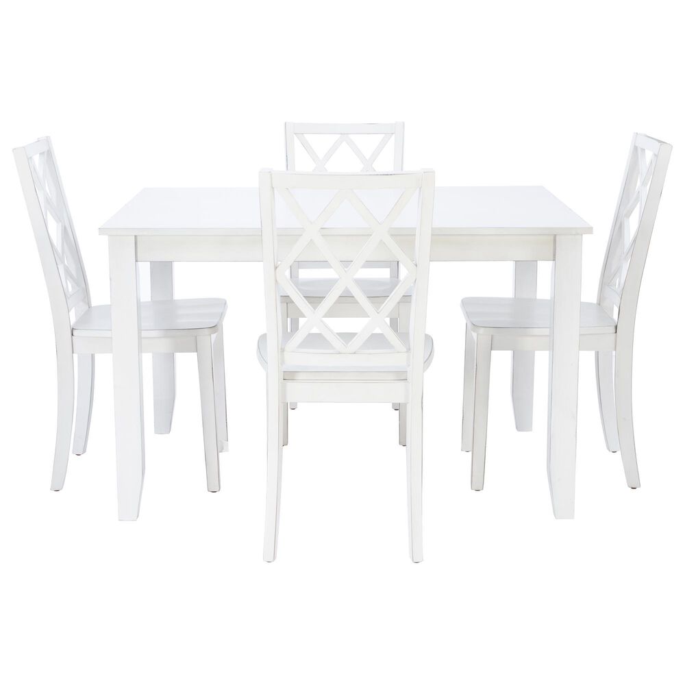 Linon Home Decor Hamlet 5-Piece Rectangular Dining Set in White, , large