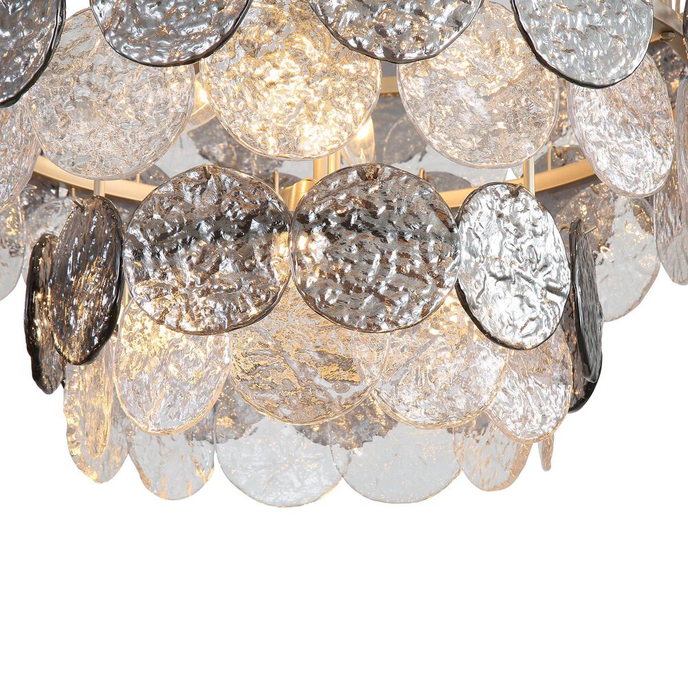 Golden Lighting Cascada 3-Tier 13-Light Pendant with Smoke Plated Glass Shade in Aegean Silver, , large