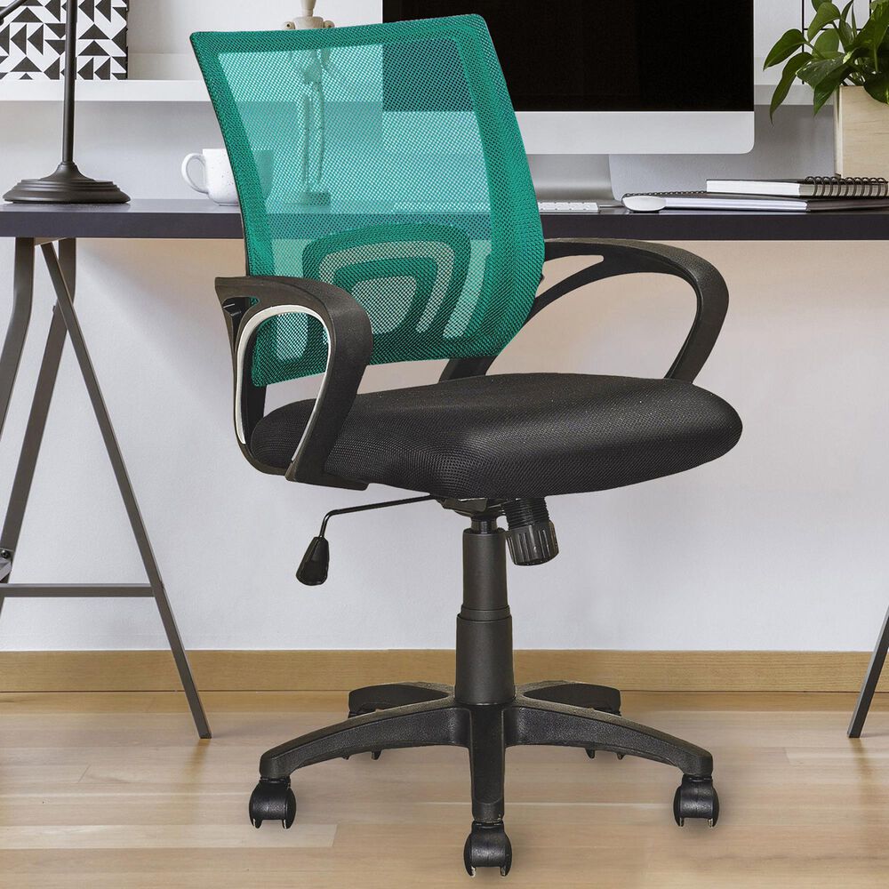 CorLiving Workspace Office Chair with Teal Mesh Back, , large