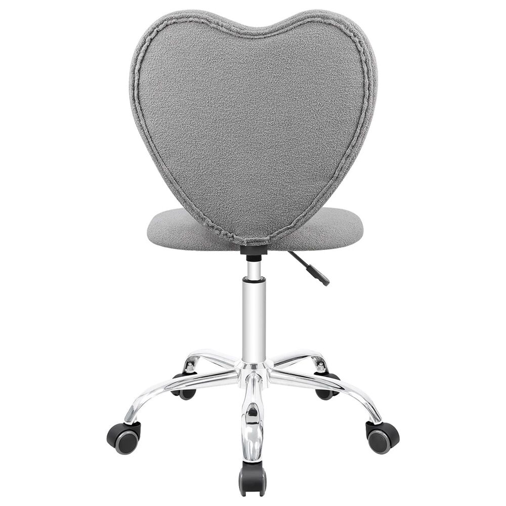 Impressions Vanity Heart Boucle Swivel Vanity Chair with Grey Cushion in Matte Silver, , large