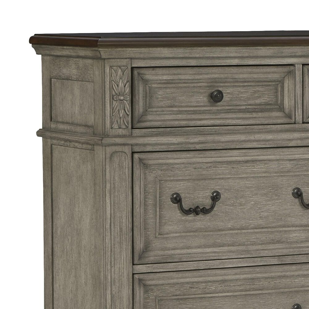 Ashley Lodenbay 7 Drawer Dresser with Mirror in Antiqued Gray and Walnut Brown, , large