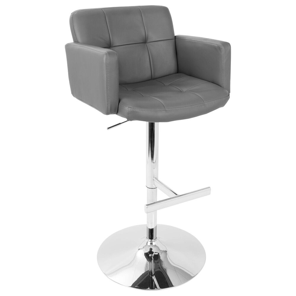 Lumisource Stout Adjustable Swivel Barstool in Grey/Chrome, , large