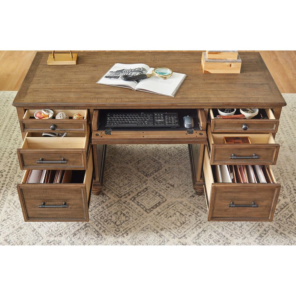 Riva Ridge Hensley 66&quot; Executive Desk in Honey, , large
