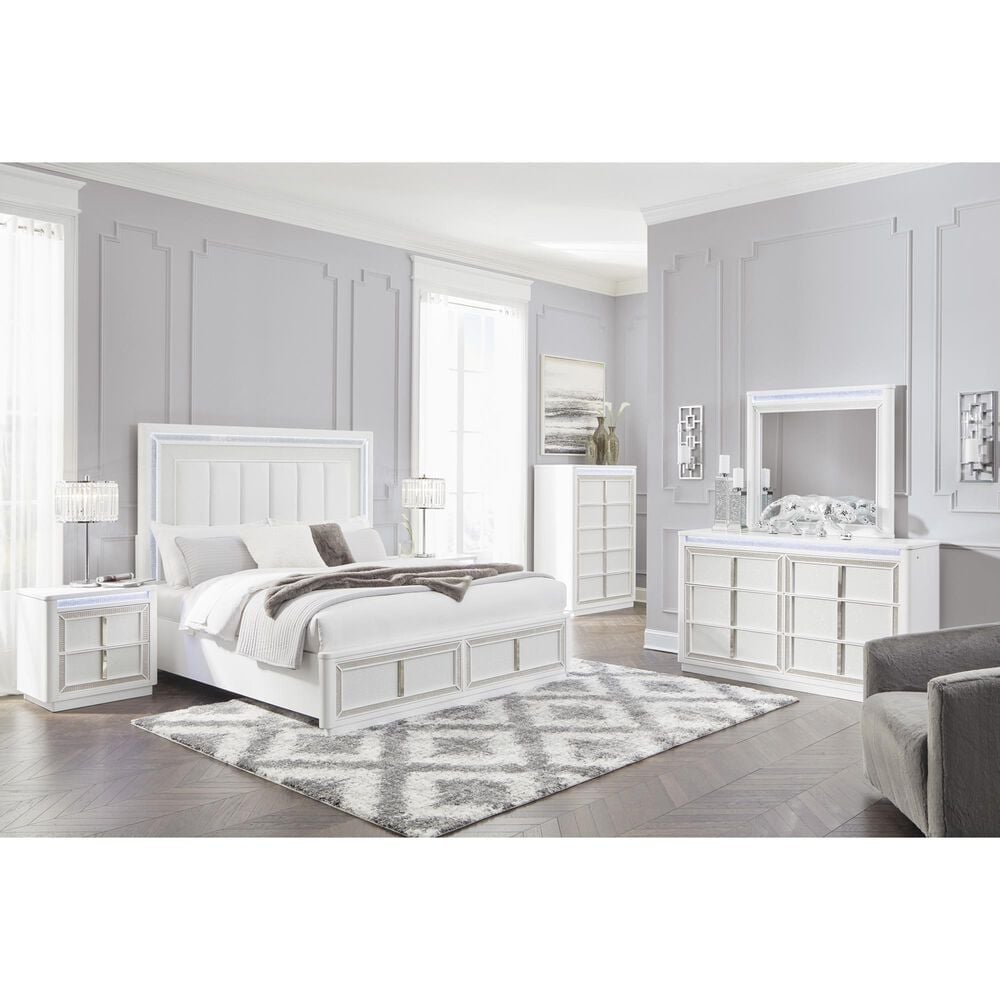 Millenium Chalanna King Upholstered Storage Bed in White, , large