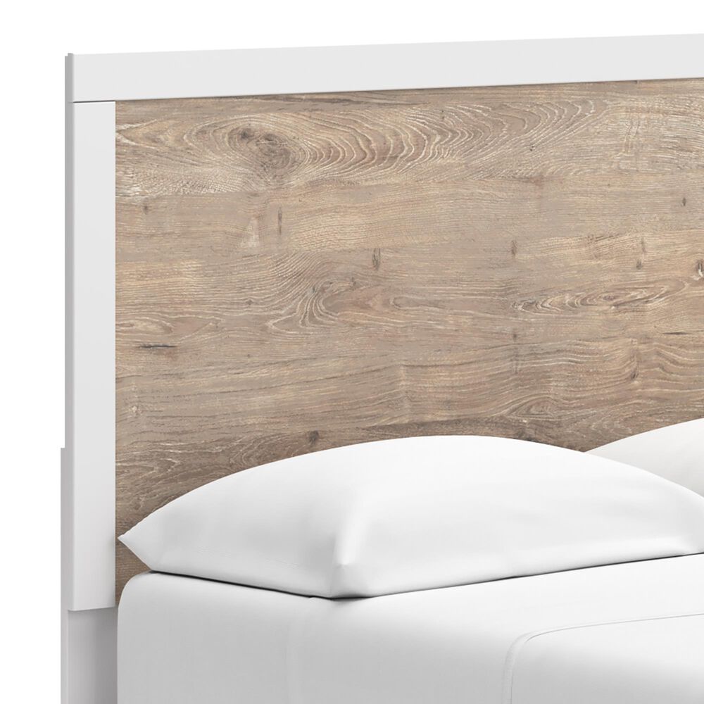 Ashley Charbitt Full Panel Bed in Oak Grain and Matte White, , large