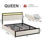 HOMLUX 2-Drawer Queen Storage Bed with LED Headboard and USB Ports in Beige, , large