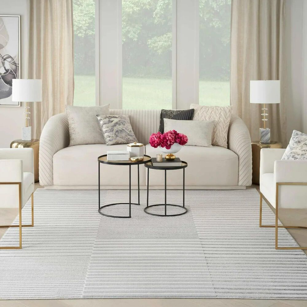 Nourison Brushstrokes 9&#39; x 12&#39; Silver and Grey Area Rug, , large