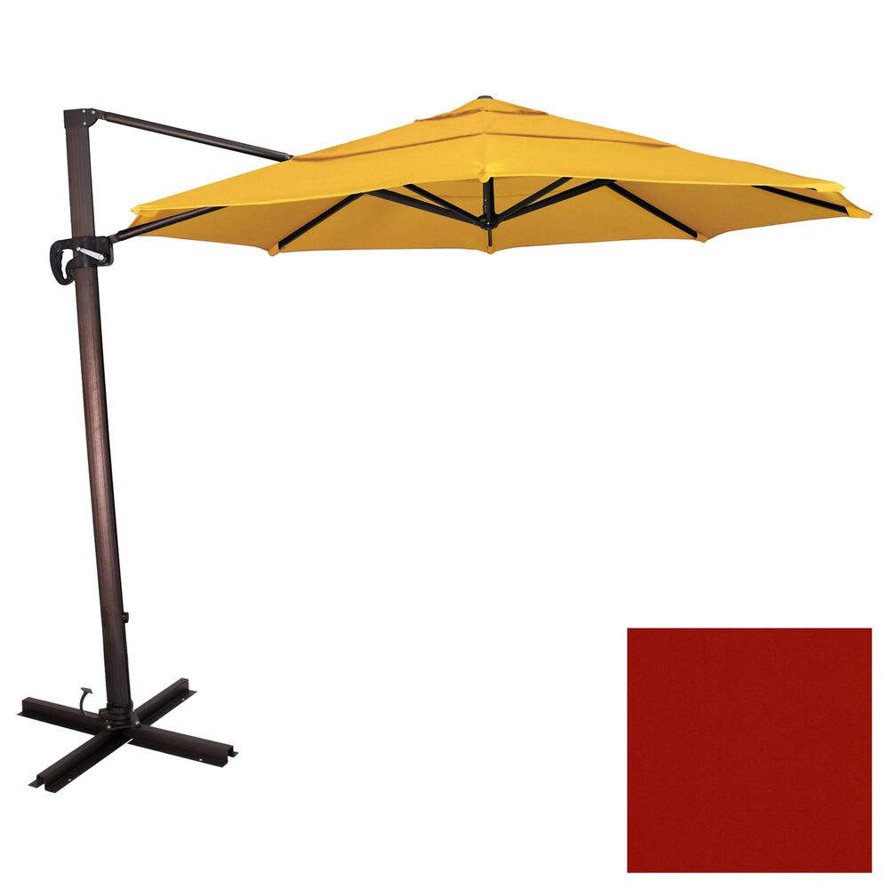 California Umbrella Cali 11" Terracotta Cantilever Umbrella with Bronze Cross Base, , large
