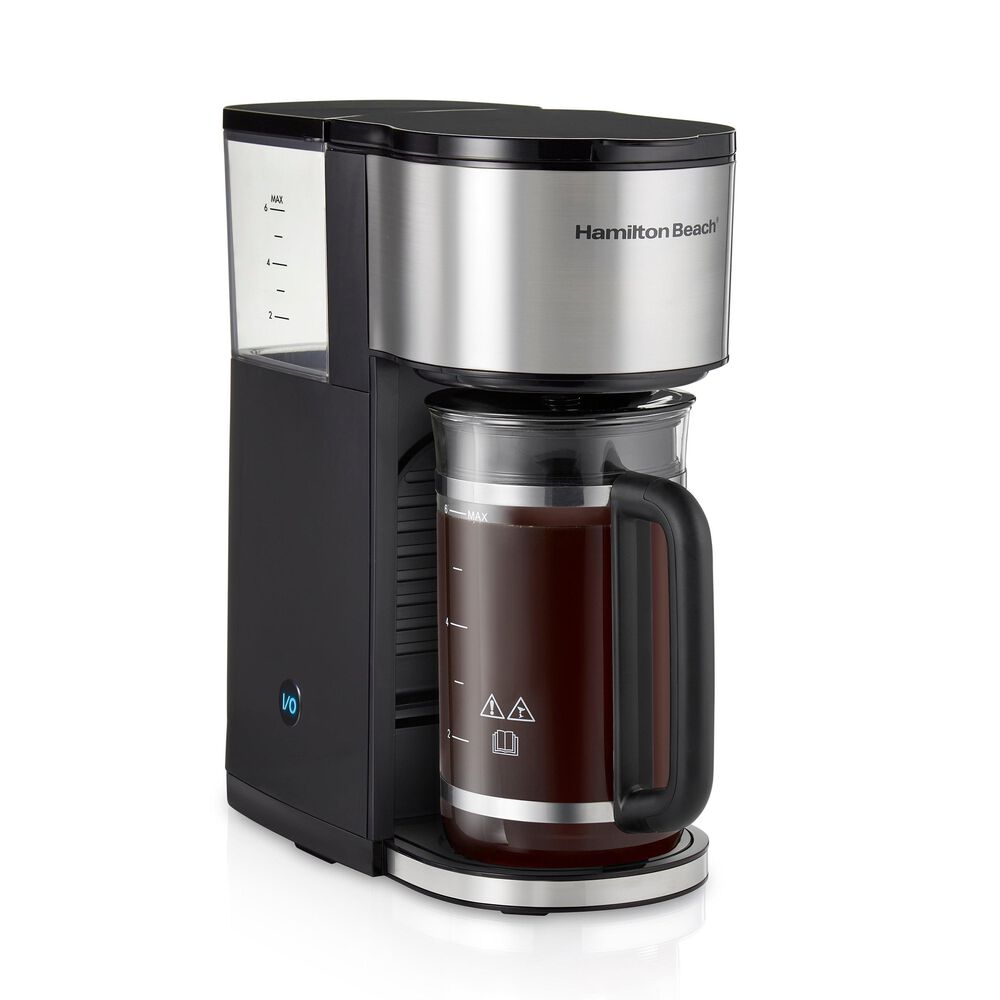 Hamilton Beach 6-Cup Home Barista 7-in-1 Coffee Maker in Black and Stainless Steel, , large