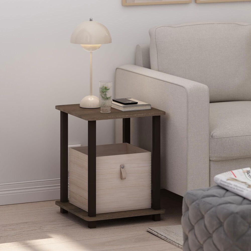 HOMLUX 2-Tier End Table in Walnut and Brown (Set of 2), , large