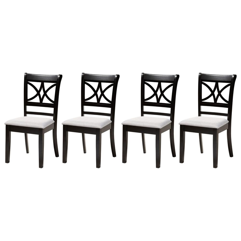 Baxton Studio Clarke Side Chair with Grey Cushion in Espresso Brown (Set of 4), , large