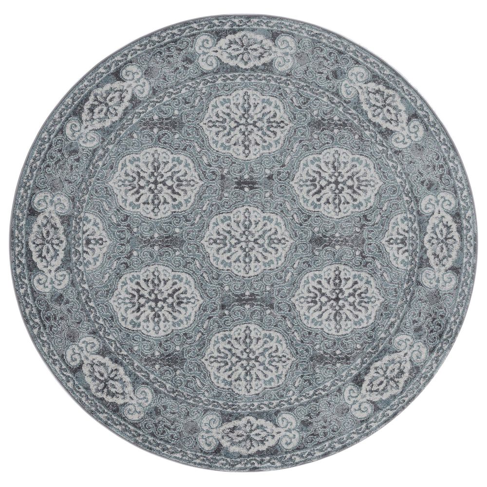 Amer Rugs Alexandria 6&#39;7&quot; Round Steel Blue Area Rug, , large
