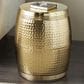 Maple and Jade Handmade Drum Accent End Table in Gold, , large